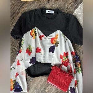 MSGM Black Garment with White Label